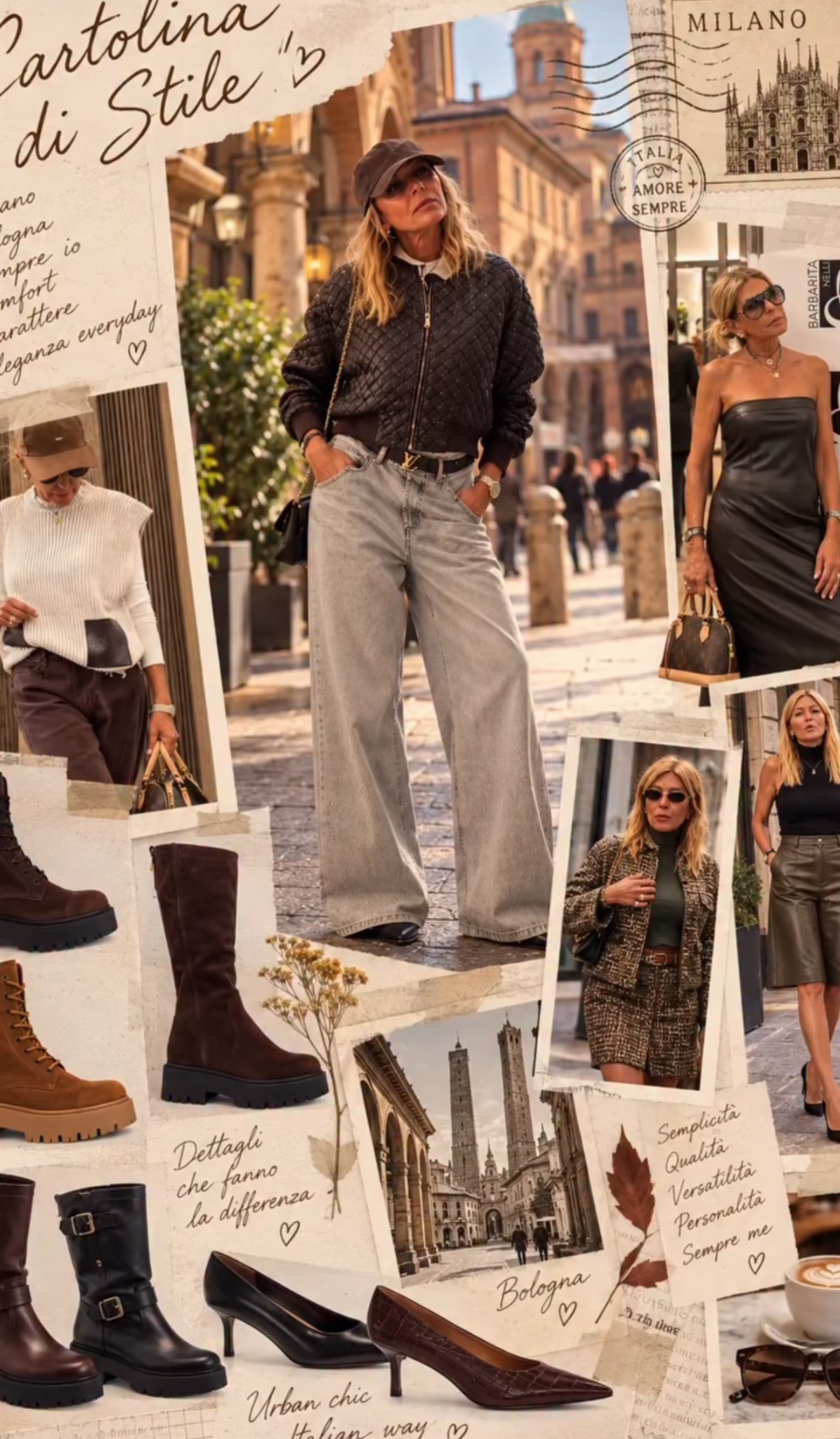 Collage ispirazionale con look urban chic selezionati da Barbarita